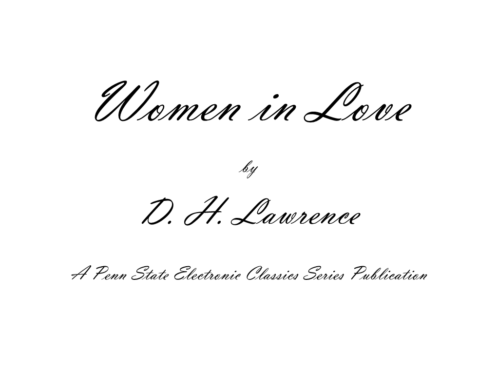 Women in Love D. H. Lawrence