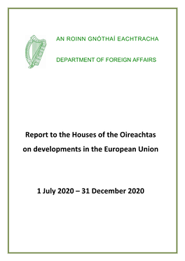 Report to the Houses of the Oireachtas on Developments in the European Union