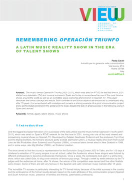 Remembering Operación Triunfo
