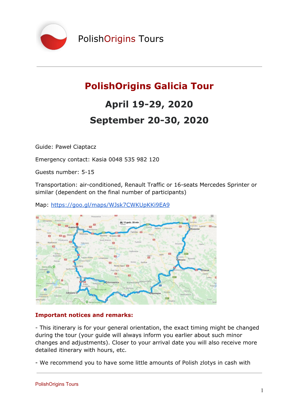 Polish​Origins ​Tours Polishorigins Galicia Tour April 19-29, 2020