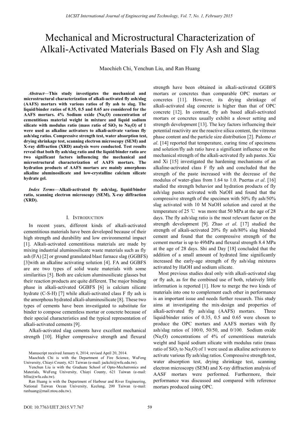 Mechanical and Microstructural Characterization of Alkali-Activated Materials Based on Fly Ash and Slag