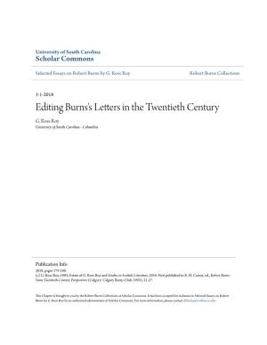 Editing Burns's Letters in the Twentieth Century G
