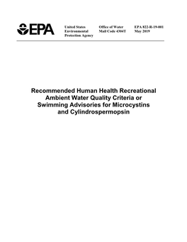 Recommended Human Health Recreational Ambient Water Quality Criteria Or Swimming Advisories for Microcystins and Cylindrospermopsin