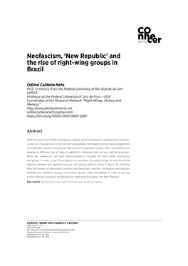 Neofascism, ‘New Republic’ and the Rise of Right-Wing Groups in Brazil