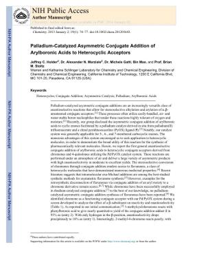 Palladium-Catalyzed Asymmetric Conjugate Addition of Arylboronic Acids to Heterocyclic Acceptors