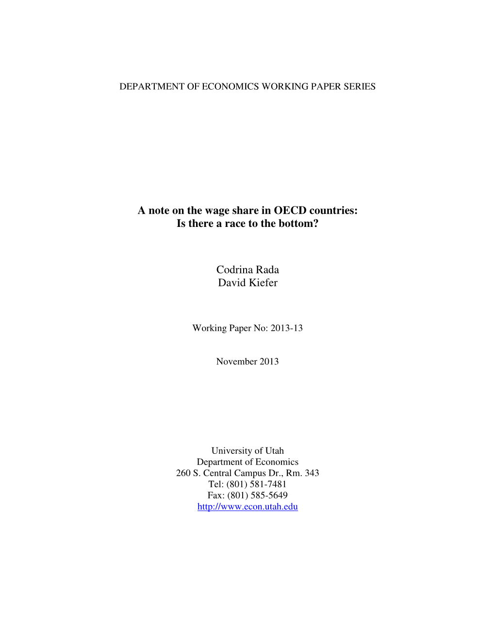 A Note on the Wage Share in OECD Countries: Is There a Race to the Bottom?