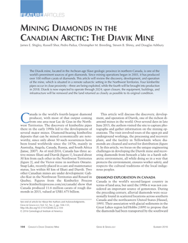 MINING DIAMONDS in the CANADIAN ARCTIC: the DIAVIK MINE James E