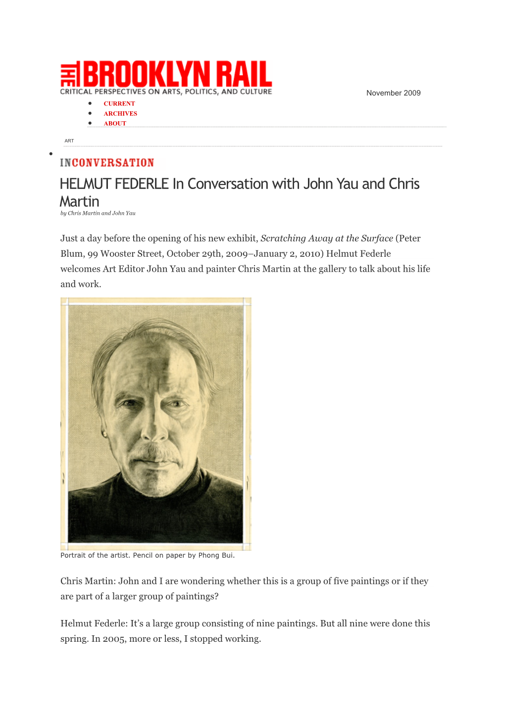 HELMUT FEDERLE in Conversation with John Yau and Chris Martin by Chris Martin and John Yau