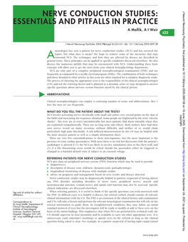 Nerve Conduction Studies: Essentials and Pitfalls in Practice