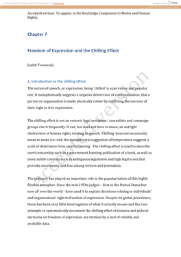 Chapter 7 Freedom of Expression and the Chilling Effect