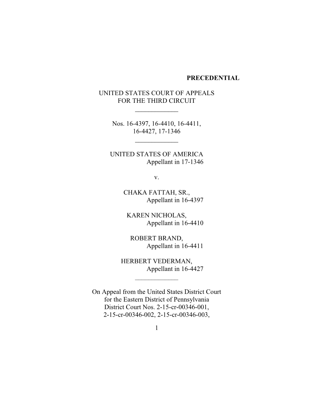1 Precedential United States Court of Appeals for The