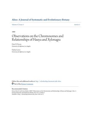 Observations on the Chromosomes and Relationships of Hauya and Xylonagra Peter H