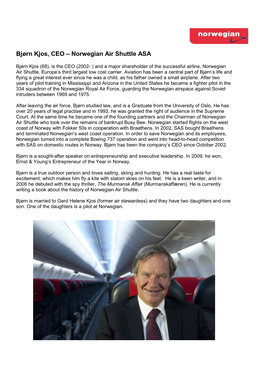 Bjørn Kjos, CEO – Norwegian Air Shuttle ASA