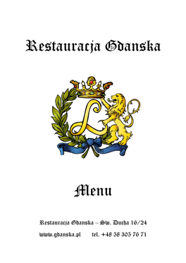 Restauracja Gdanska Menu
