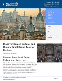 Discover Rome | Small Group Tour for Seniors | Odyssey Traveller