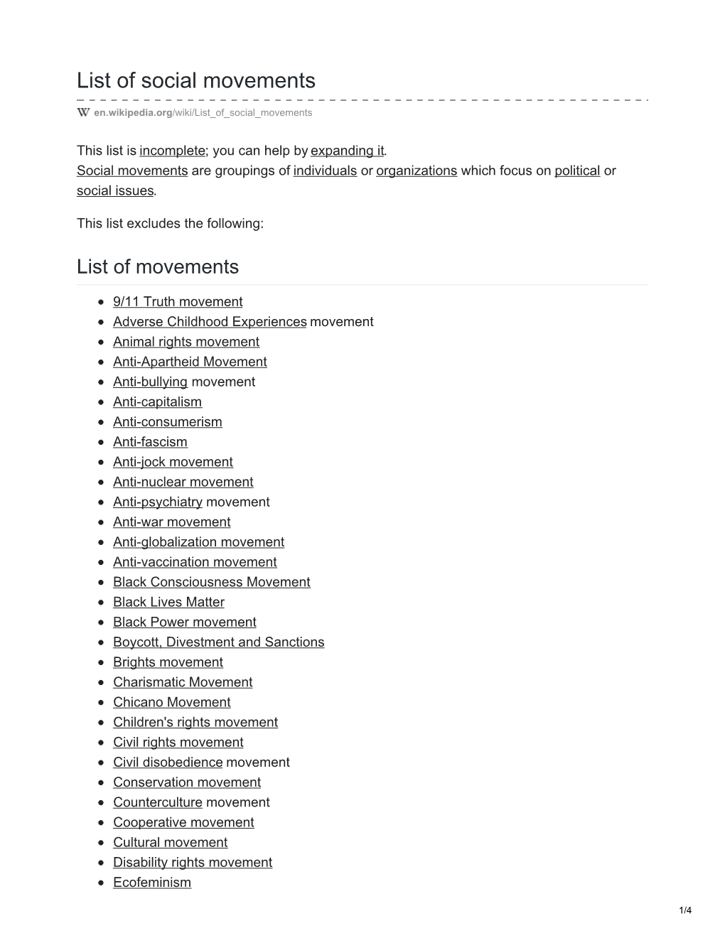 List Of Social Movements DocsLib