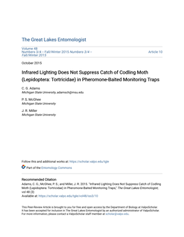 Infrared Lighting Does Not Suppress Catch of Codling Moth (Lepidoptera: Tortricidae) in Pheromone-Baited Monitoring Traps