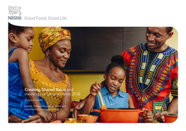 Creating Shared Value Progress Report 2018 2 Creating Shared Value Individuals and Families Communities Planet Reporting and Governance