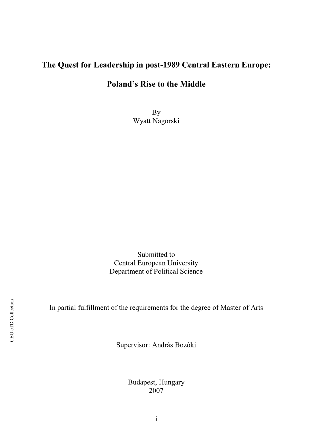 Middle Power Poland in the Emergent Multi-Polar World Order