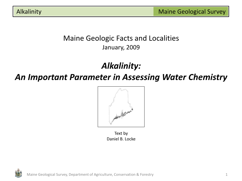 Alkalinity Maine Geological Survey