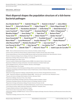 Host Dispersal Shapes the Population Structure of a Tick‐Borne Bacterial