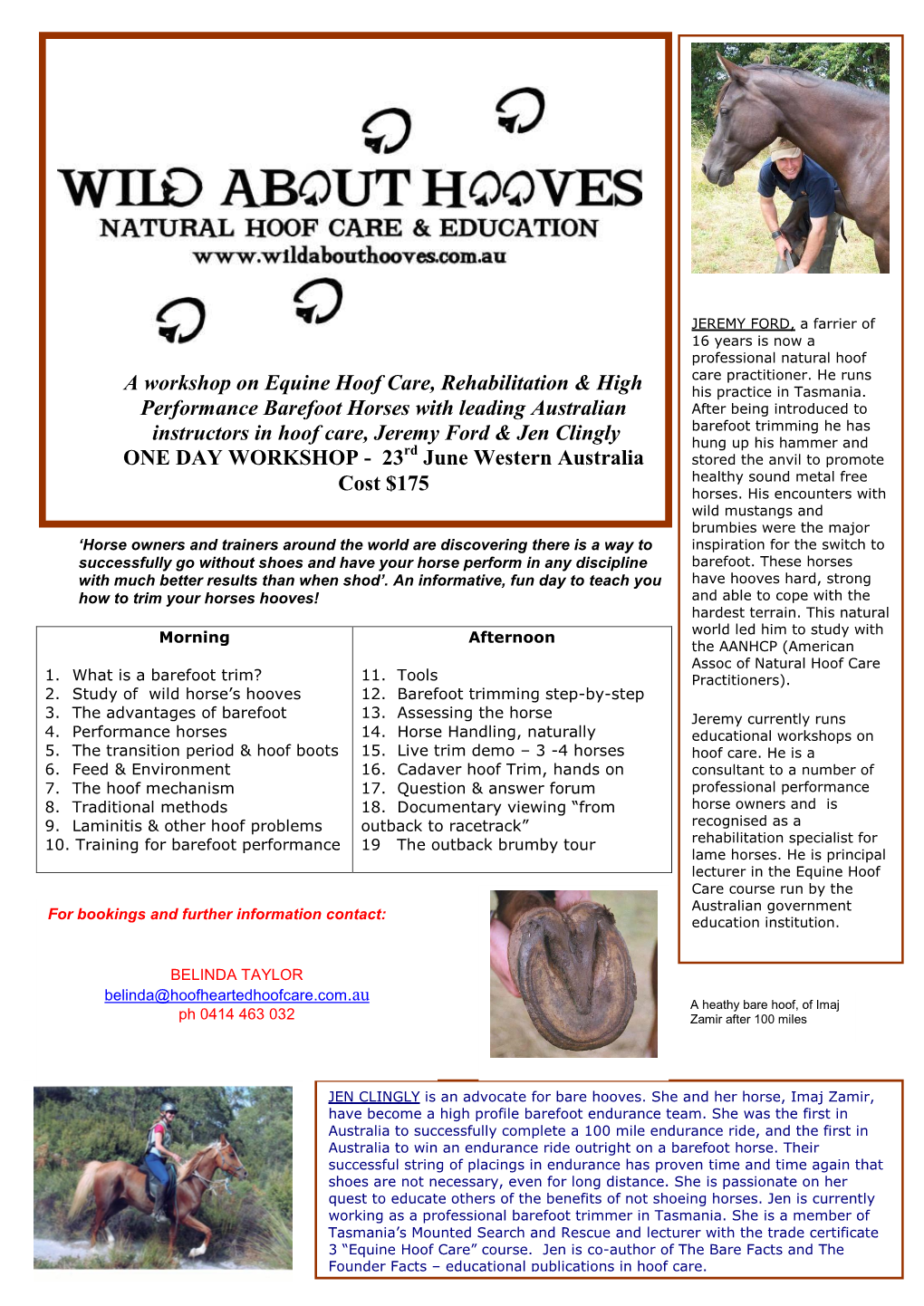 A Workshop on Equine Hoof Care, Rehabilitation & High Performance