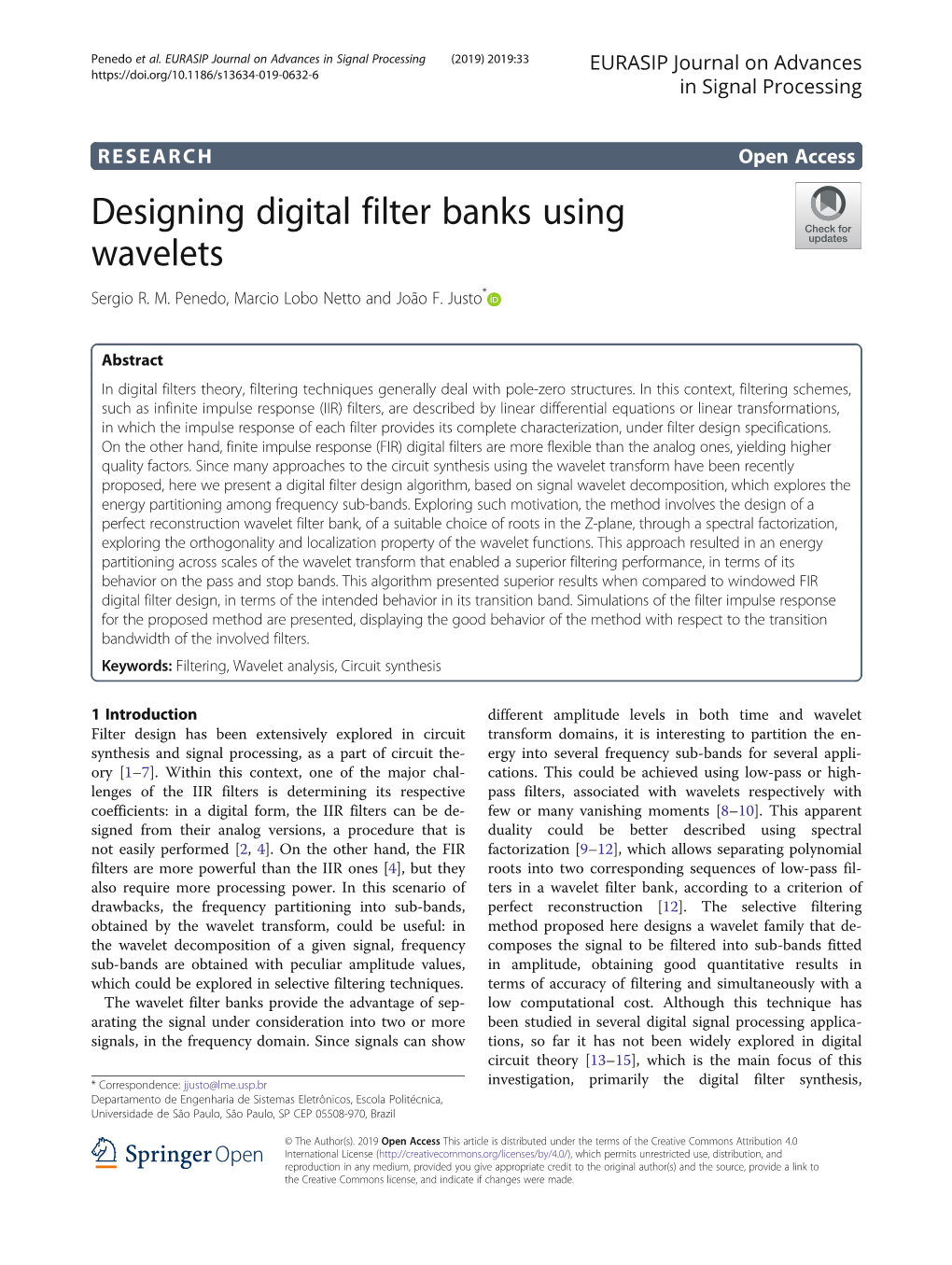 Designing Digital Filter Banks Using Wavelets Sergio R
