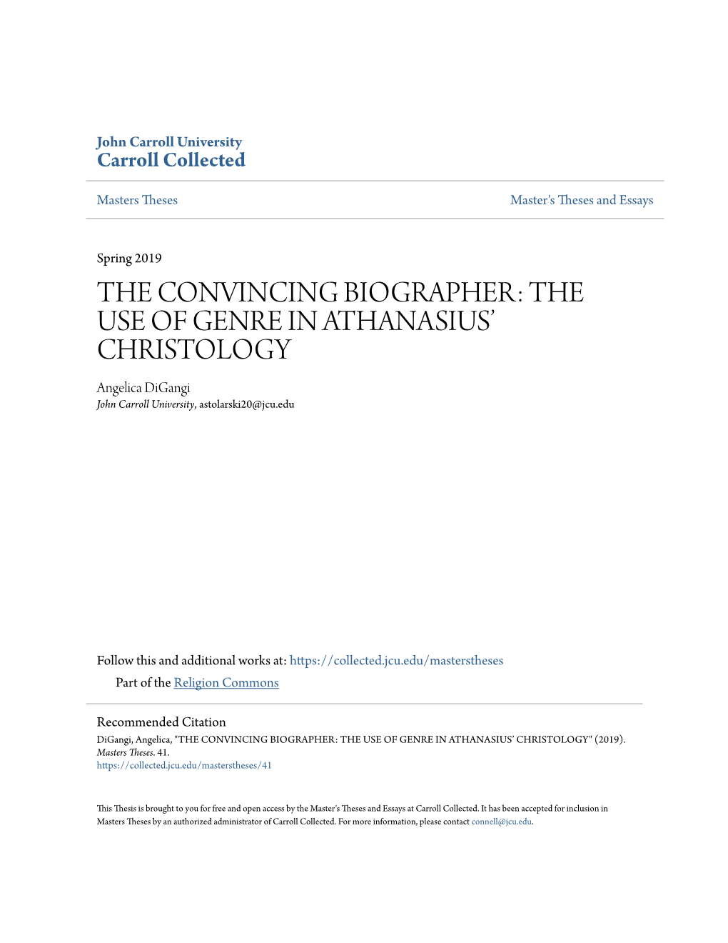 The Use of Genre in Athanasius' Christology