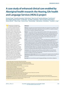 The Hearing, Ear Health and Language Services (HEALS) Project