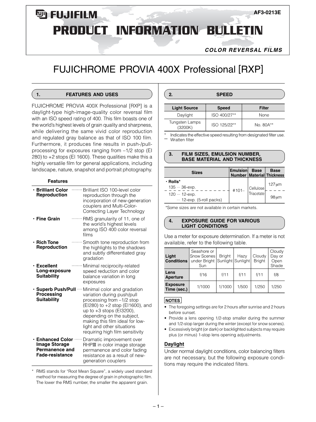 FUJICHROME PROVIA 400X Professional [RXP]