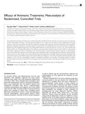 Efficacy of Antimanic Treatments: Meta-Analysis of Randomized, Controlled Trials