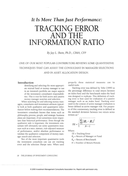 Tracking Error and the Information Ratio