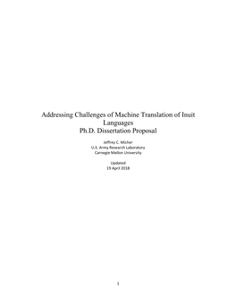 Addressing Challenges of Machine Translation of Inuit Languages Ph.D