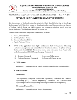 Detailed Notification for Faculty Positions