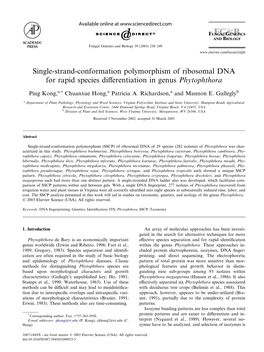 Single-Strand-Conformation Polymorphism of Ribosomal DNA for Rapid Species Diﬀerentiation in Genus Phytophthora
