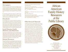 African American Family History Resources at the Public Library