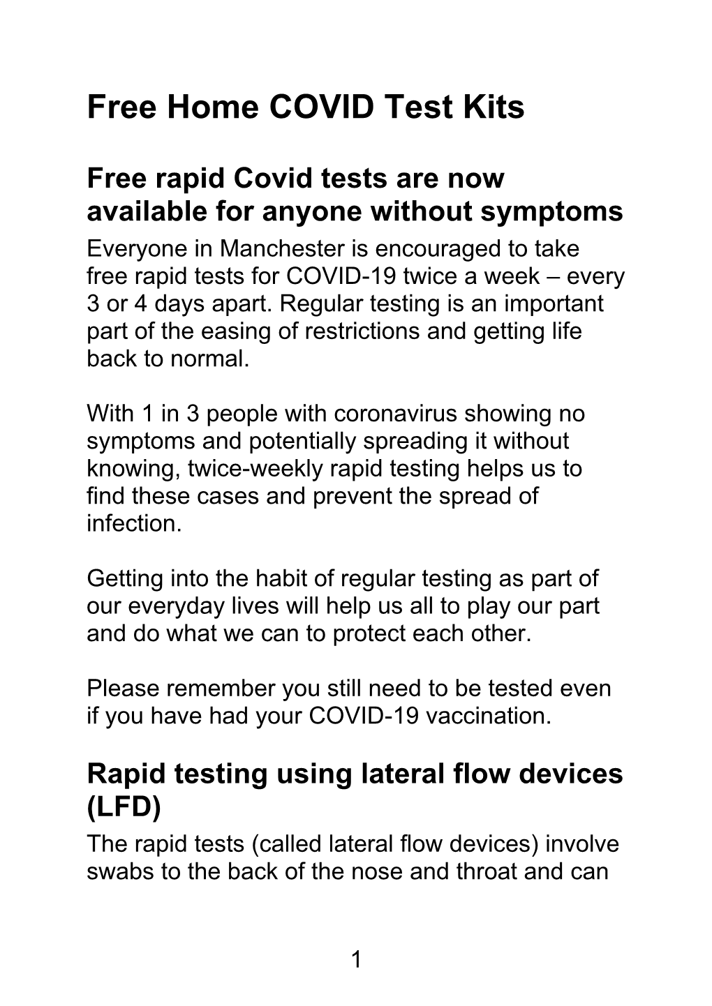 Free Home COVID Test Kits