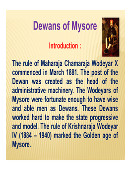 Dewans of Mysore