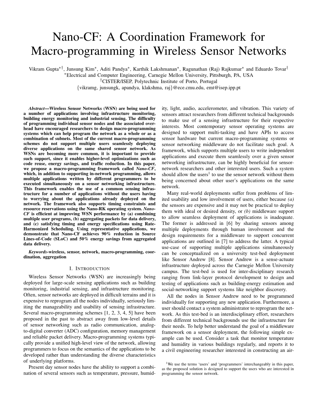 Nano-CF: a Coordination Framework for Macro-Programming in Wireless Sensor Networks