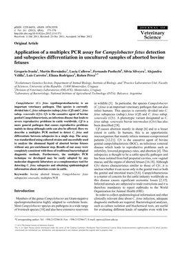 Application of a Multiplex PCR Assay for Campylobacter Fetus Detection and Subspecies Differentiation in Uncultured Samples of Aborted Bovine Fetuses
