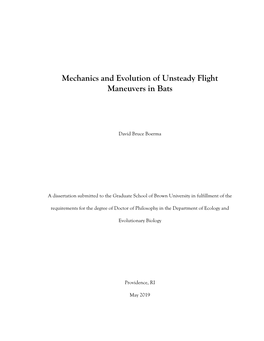 Mechanics and Evolution of Unsteady Flight Maneuvers in Bats