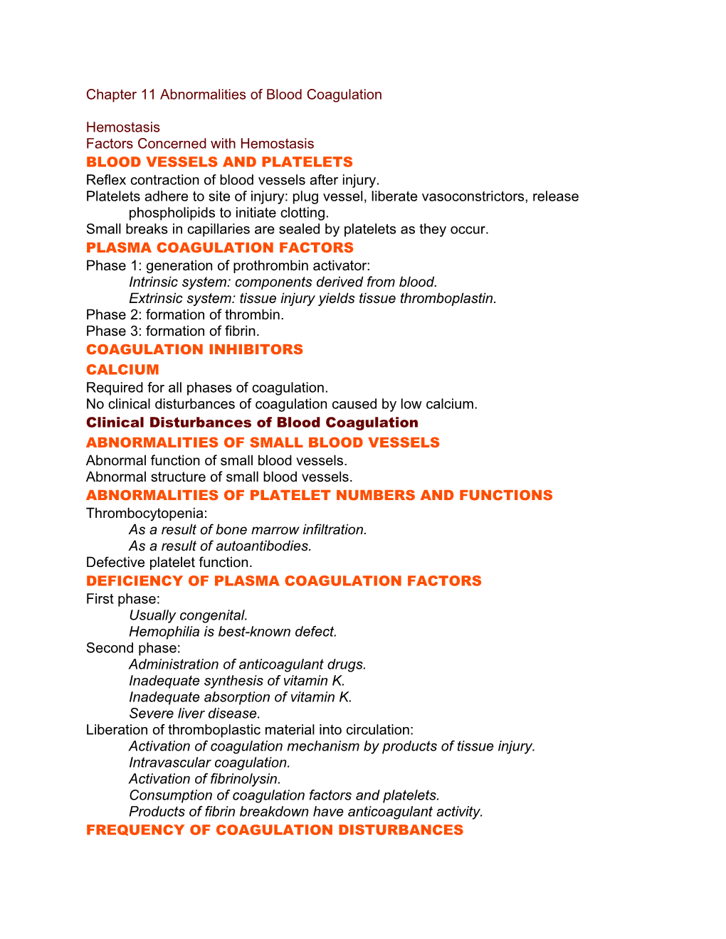 Chapter 11 Abnormalities of Blood Coagulation