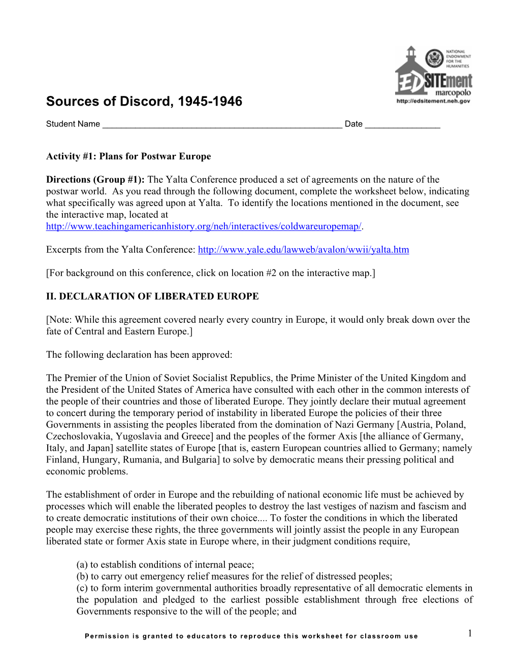 Sources of Discord, 1945-1946