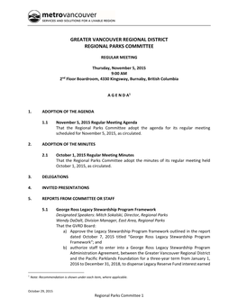Regional Parks Committee Agenda November 5, 2015