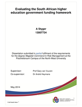 Evaluating the South African Higher Education Government Funding Framework