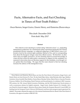 Facts, Alternative Facts, and Fact Checking in Times of Post-Truth Politics *