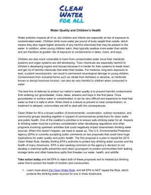 Water Quality and Children's Health