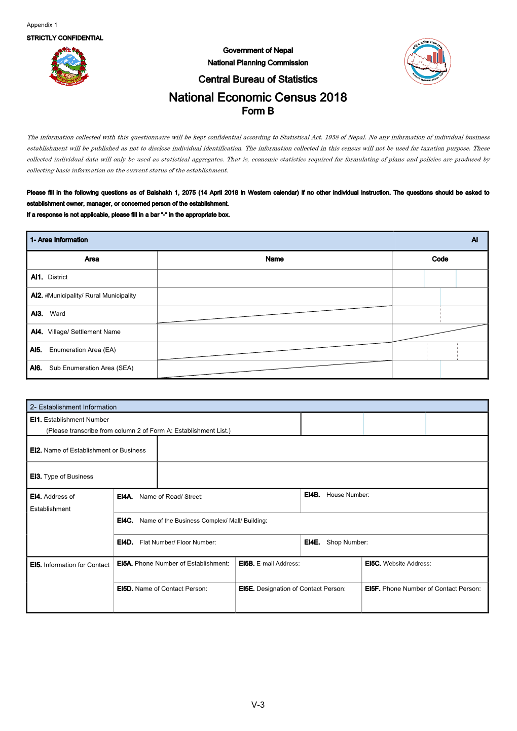 National Economic Census 2018 Form B