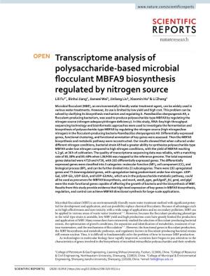 Transcriptome Analysis of Polysaccharide-Based Microbial Flocculant MBFA9 Biosynthesis Regulated by Nitrogen Source