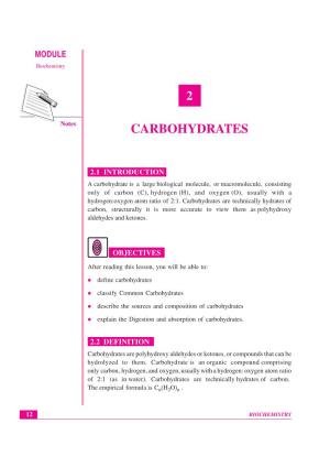 Lesson 2.Carbohydrates